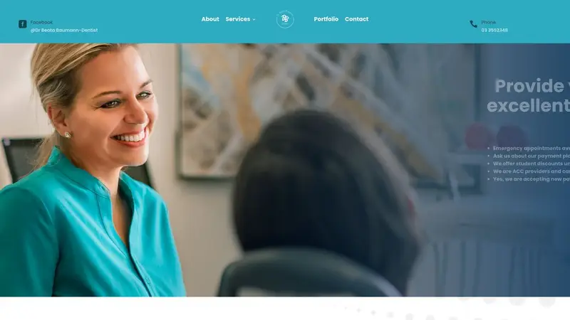 Homepage of beatabaumanndentist.co.nz