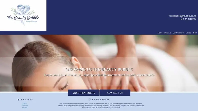 Homepage of beautybubble.co.nz