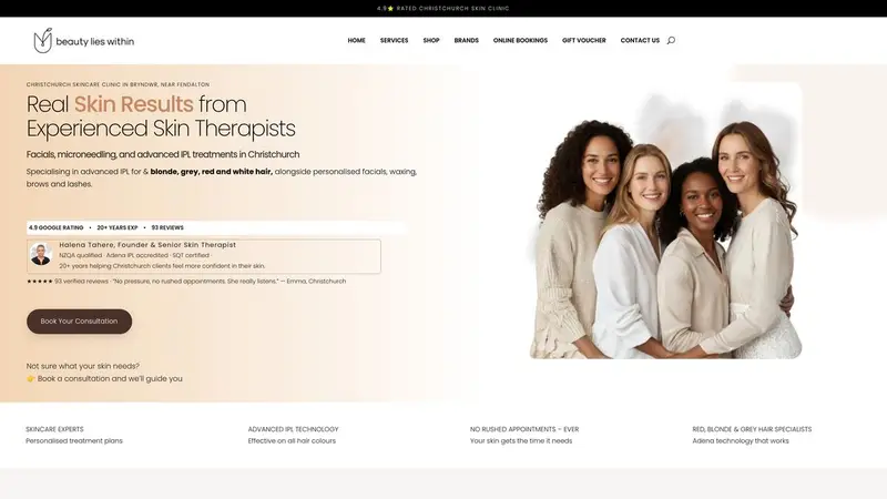 Homepage of beautylieswithin.co.nz