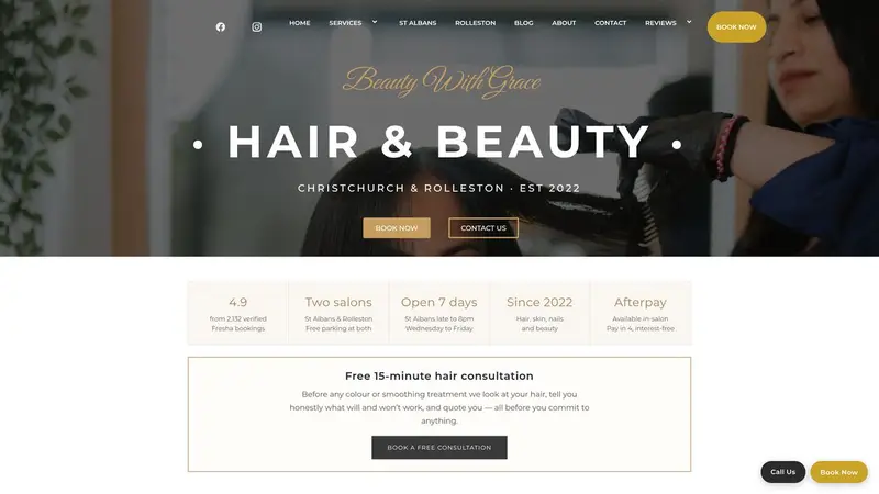 Homepage of beautywithgrace.nz