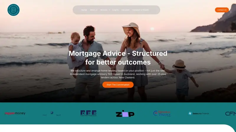 Homepage of benchmarkmortgages.co.nz