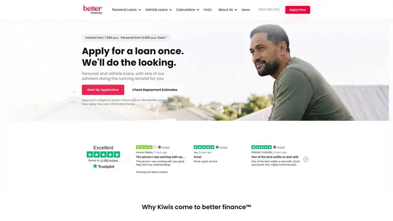 Homepage of better.co.nz