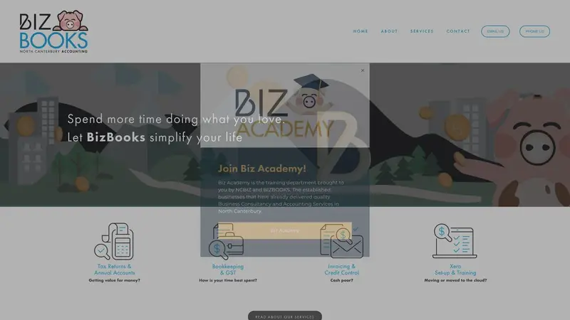 Homepage of bizbooks.co.nz