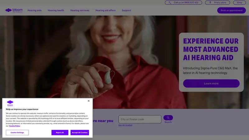 Homepage of bloomhearing.co.nz