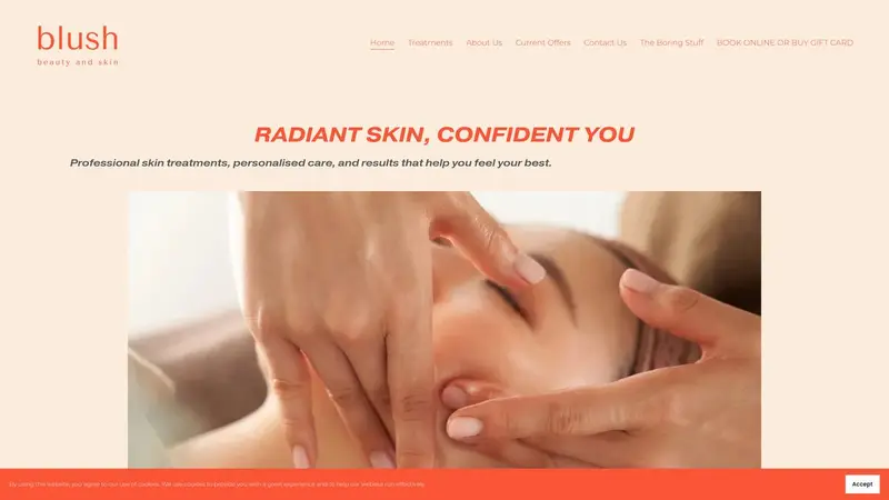 Homepage of blushbeauty.co.nz
