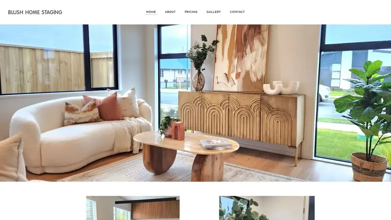 Homepage of blushhomestaging.co.nz