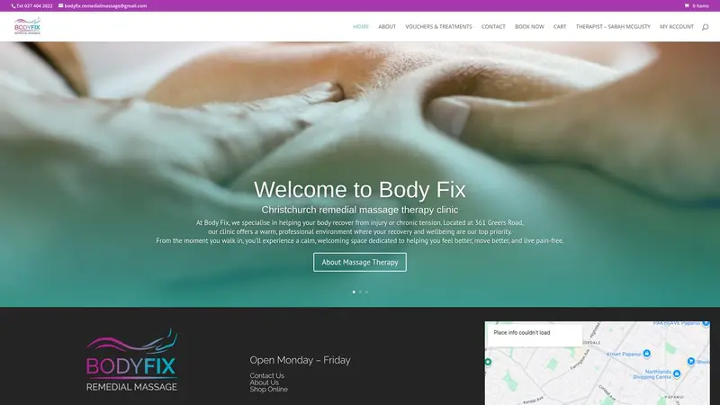 Homepage of bodyfix-massage.co.nz