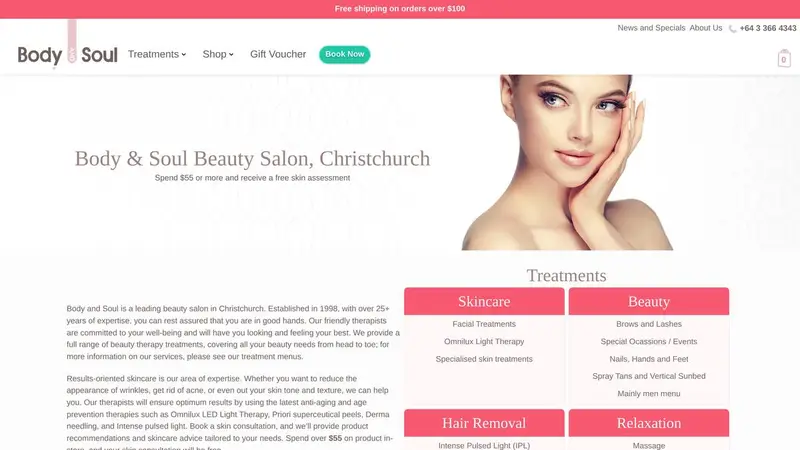 Homepage of bodysoul.co.nz