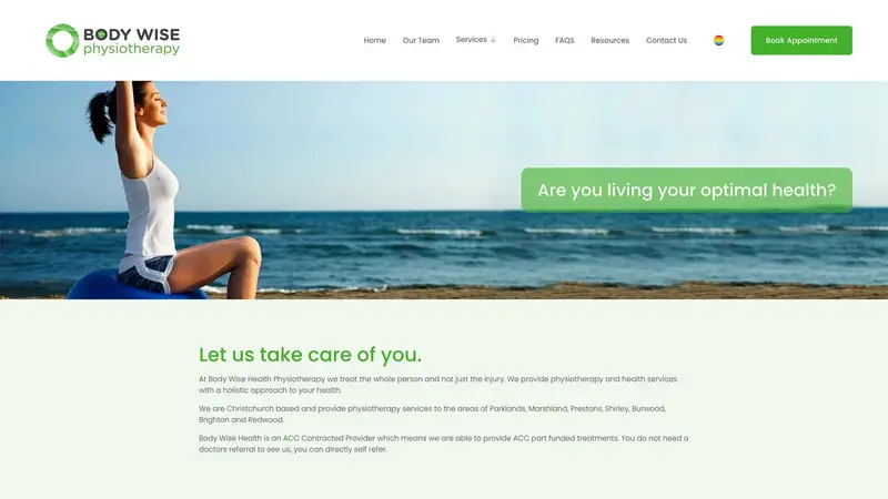 Homepage of bodywisehealth.co.nz
