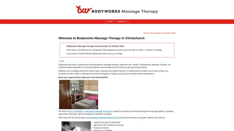 Homepage of bodyworksmassage.co.nz