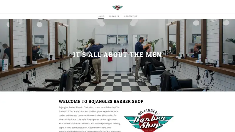 Homepage of bojanglesbarbershop.co.nz