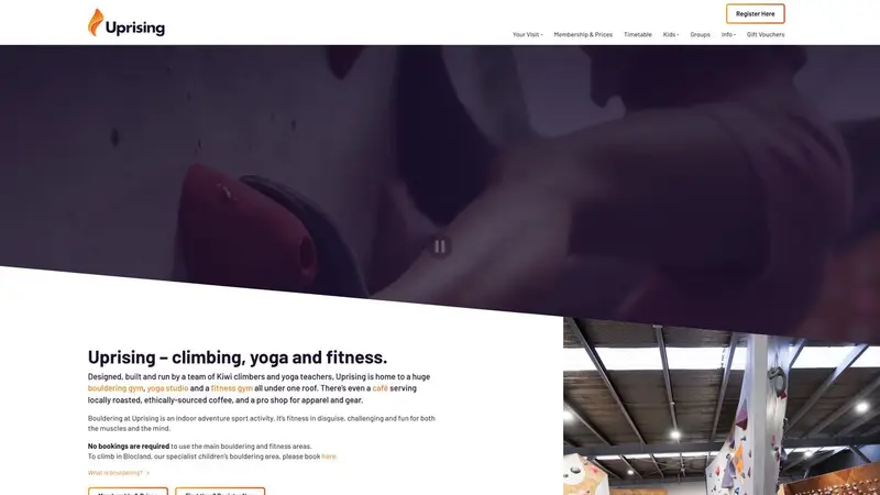 Homepage of bouldering.co.nz