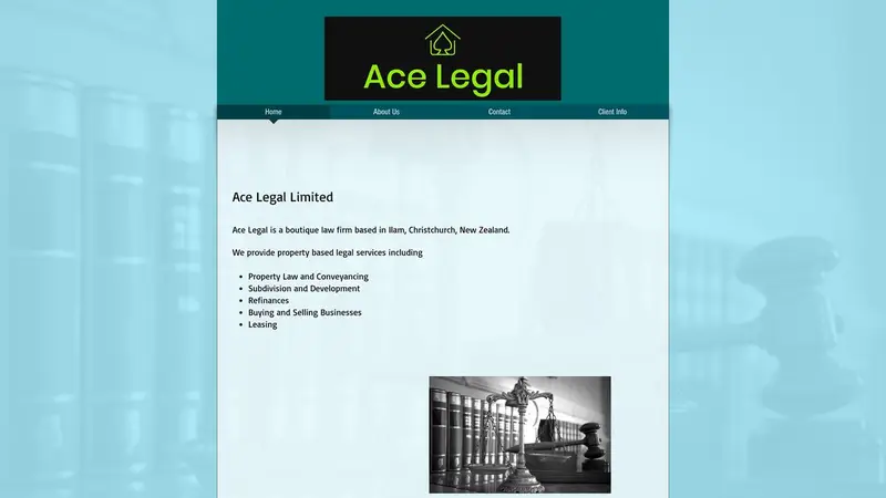 Homepage of acelegal.nz