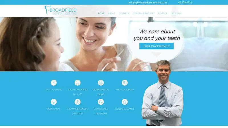 Homepage of broadfielddentalcentre.co.nz