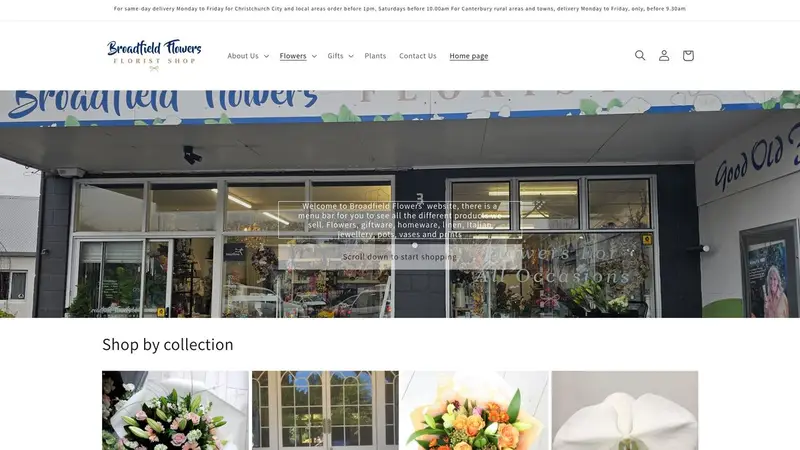 Homepage of broadfieldflowersflorist.co.nz