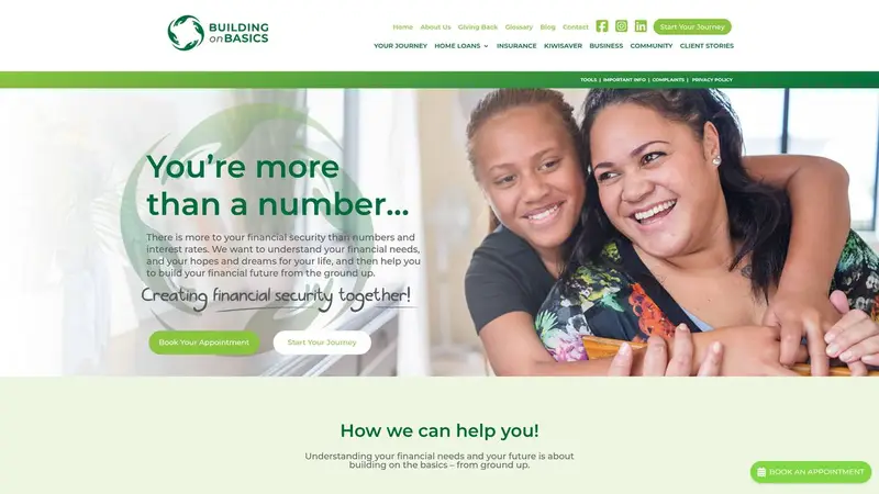 Homepage of buildingonbasics.co.nz