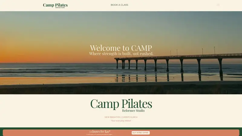 Homepage of camppilates.co.nz