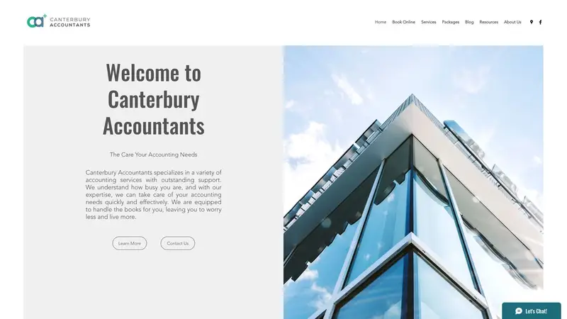Homepage of canterburyaccountants.co.nz