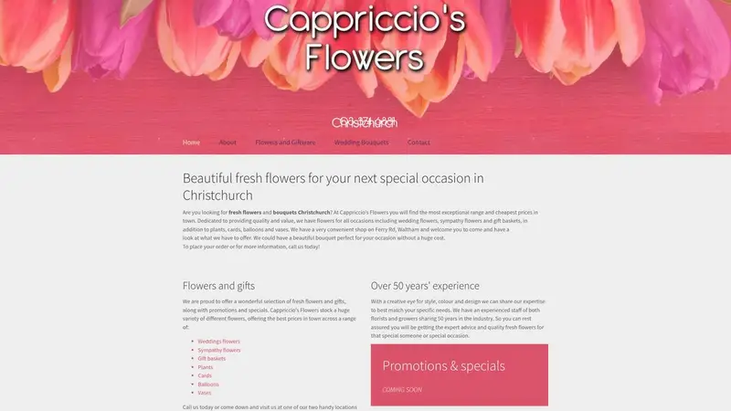 Homepage of cappricciosflowers.co.nz