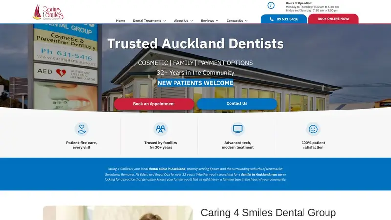 Homepage of caring4smiles.co.nz