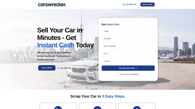 Homepage of carswrecker.co.nz
