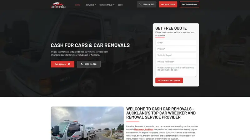 Homepage of cashcarremovals.co.nz