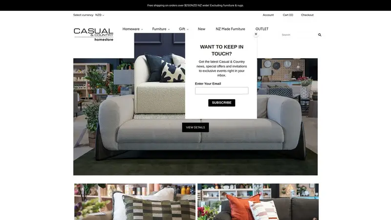 Homepage of casualandcountry.co.nz