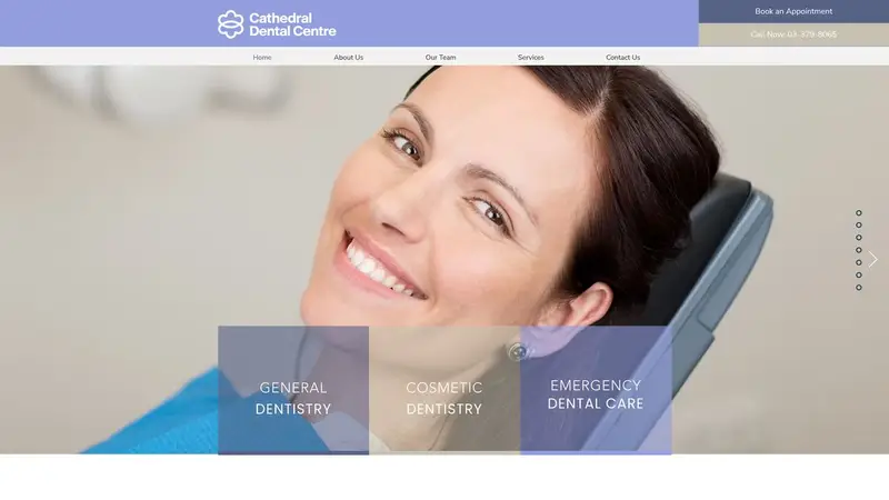 Homepage of cathedraldental.co.nz
