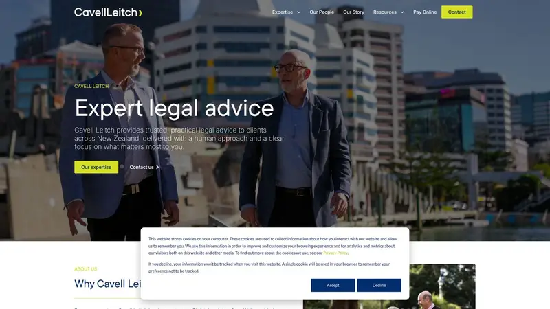 Homepage of cavell.co.nz
