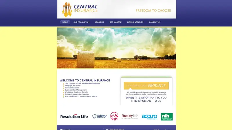 Homepage of central-insurance.co.nz