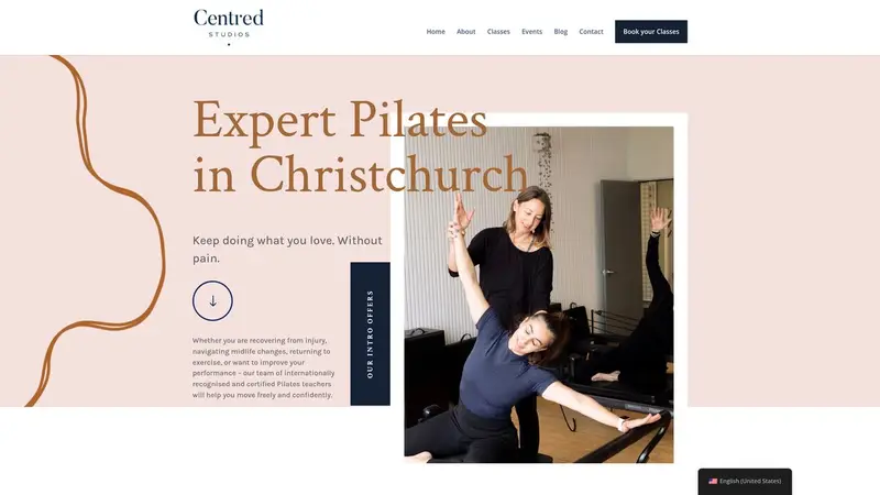 Homepage of centredstudios.co.nz