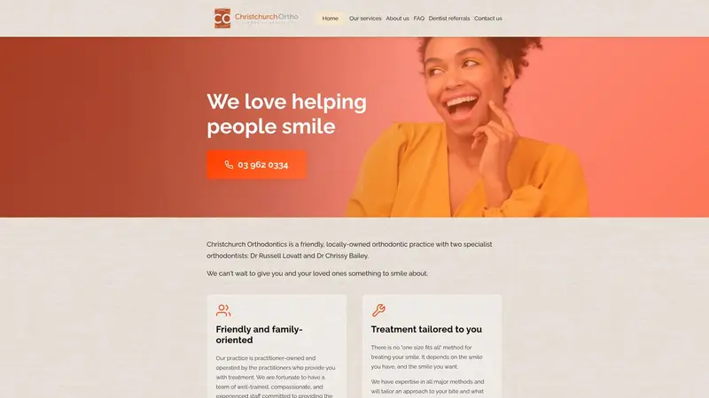 Homepage of chchortho.co.nz