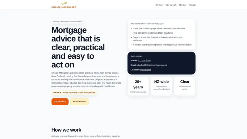 Homepage of choicemortgages.co.nz