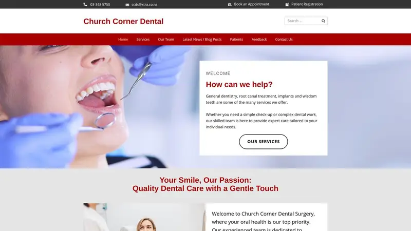 Homepage of churchcornerdental.co.nz