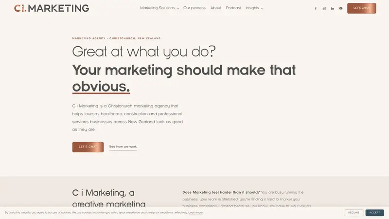 Homepage of cimarketing.co.nz