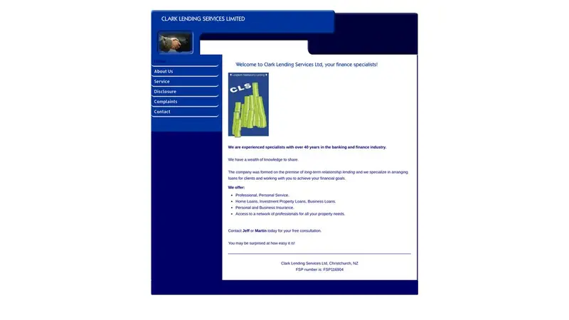 Homepage of clarklendingservices.co.nz