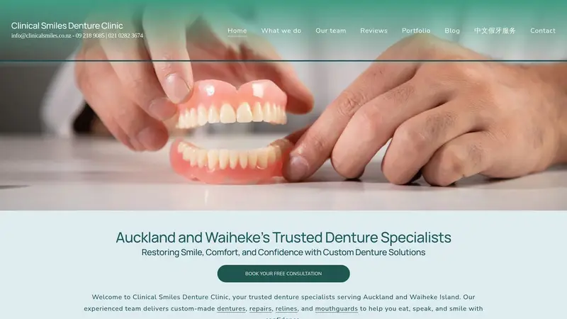 Homepage of clinicalsmiles.co.nz