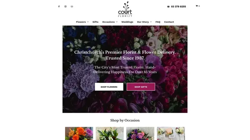 Homepage of courtflorist.co.nz