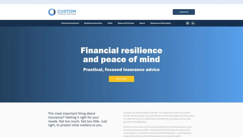 Homepage of customfinancial.co.nz