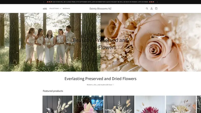 Homepage of daintyblossoms.co.nz