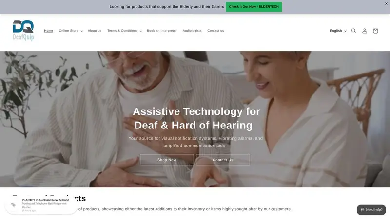 Homepage of deafquip.co.nz