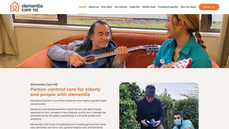 Homepage of dementiacarenz.co.nz