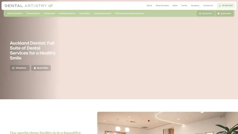 Homepage of dentalartistry.co.nz