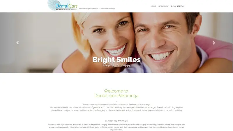 Homepage of dentalcarepakuranga.co.nz