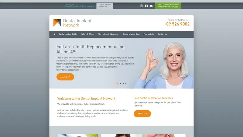 Homepage of dentalimplantnetwork.co.nz