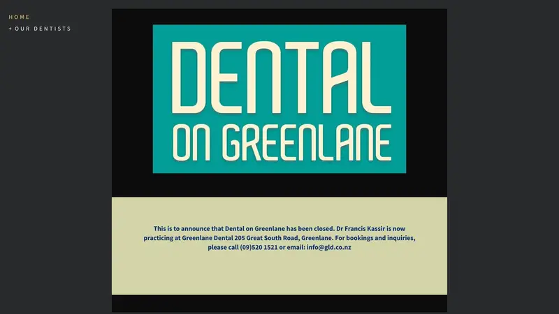 Homepage of dentalongreenlane.co.nz