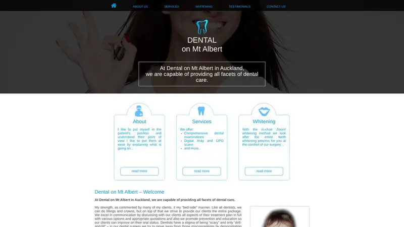 Homepage of dentalonmtalbert.co.nz