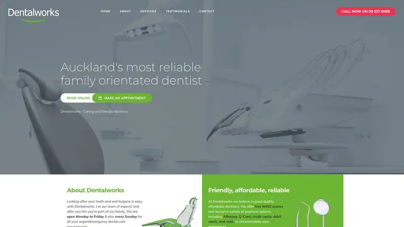 Homepage of dentalworks.co.nz