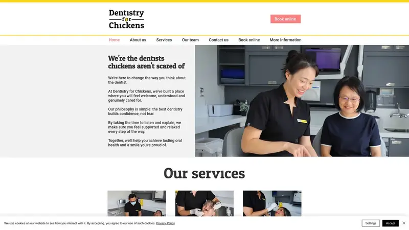 Homepage of dentistryforchickens.co.nz