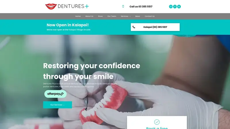 Homepage of denturesplus.co.nz